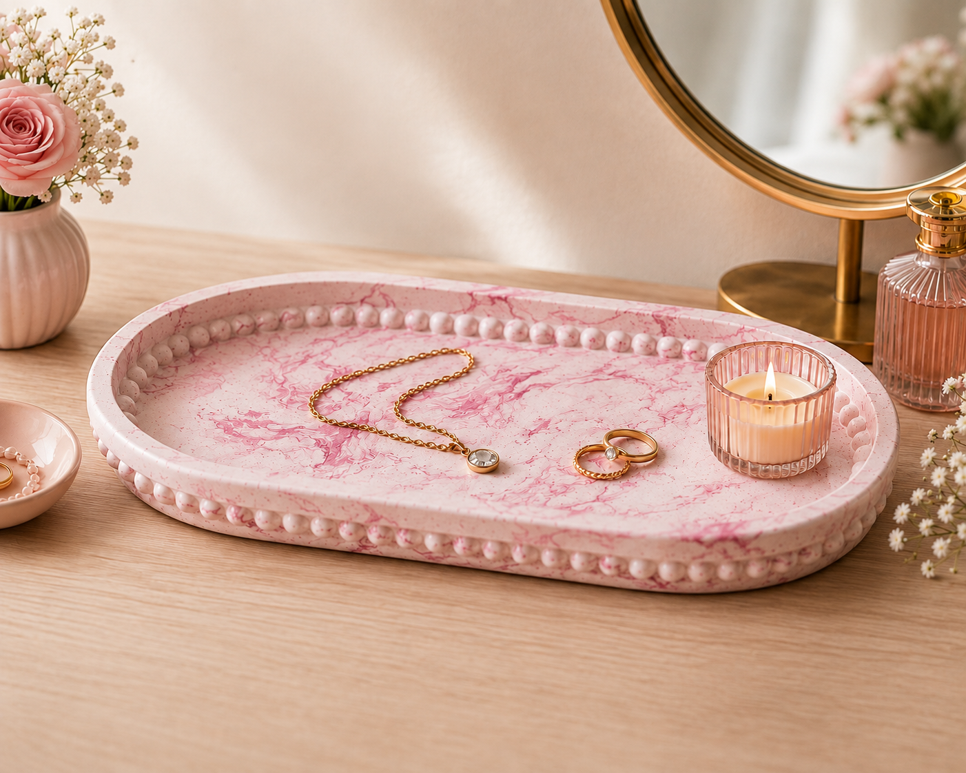 Blush Marble Tray