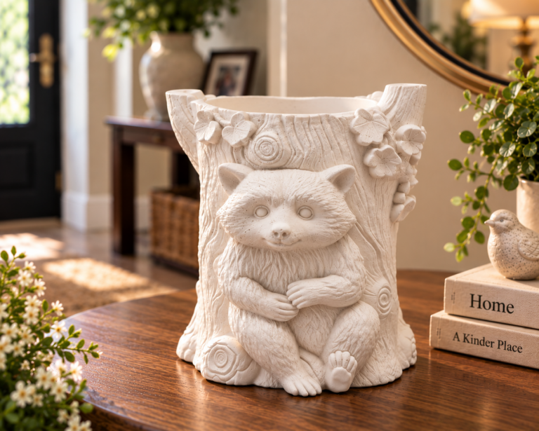 018. ML018 -Raccoon Tree-Stump – 8cm in height and 7cm diameter