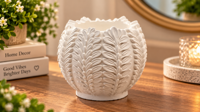 020. ML020 -Embossed Planter or Candle Holder – 7.8cm in height and 6cm diameter