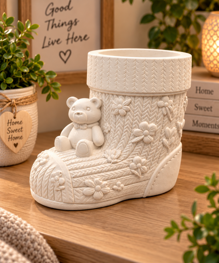022. ML022 -Teddy Bear Boot – 8.5cm high, 9.5cm long and 6cm wide