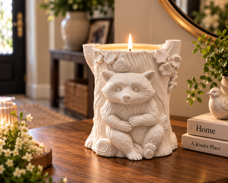 Candle 013 – Raccoon Cozy Tree-stump Candle