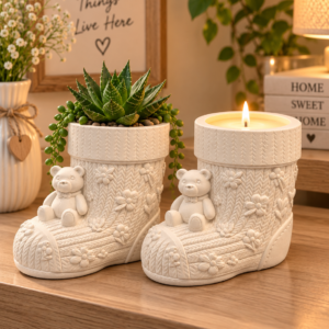 Teddy bear Boot Succulent Planter/Candle